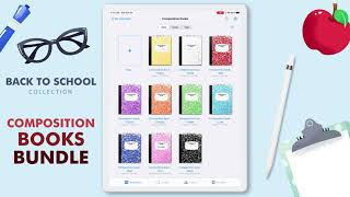 Digital composition books bundle, flip through in Goodnotes 5 - See what's inside!