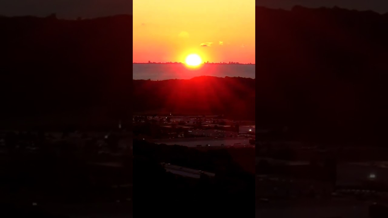 Sun Setting Beside Chicago Time-lapse Relaxing Drone Footage 