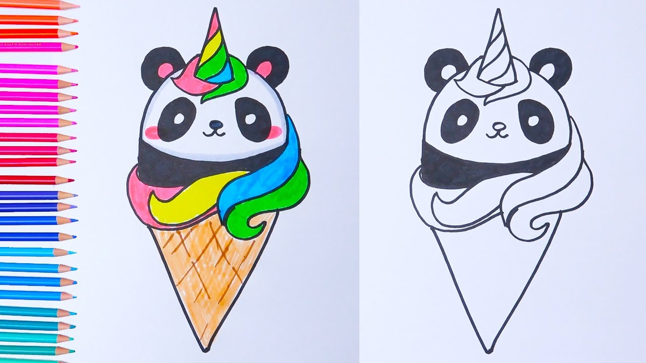 Draw So Cute How To Draw Unicorn Ice Cream Panda Easy Drawings Unicorn Drawing Easy Drawings Cute Drawings