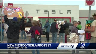 More Than 100 Protest At Tesla In Bernalillo