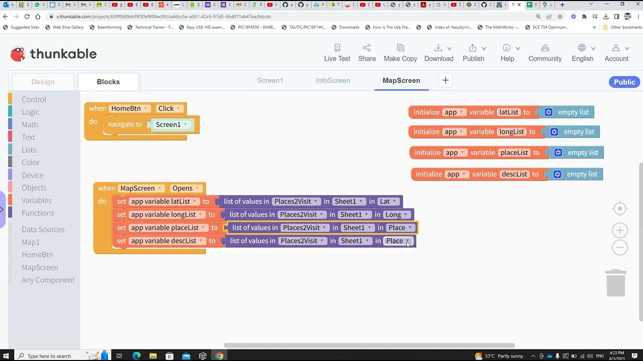 ET Thunkable Spreadsheet App part 3 (8/3/2023)