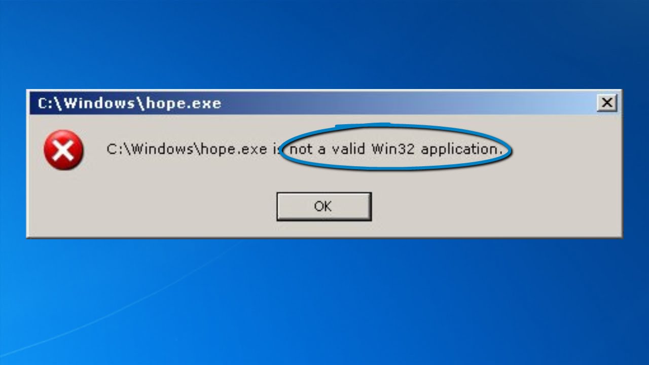 how to solve not a valid win32 application error