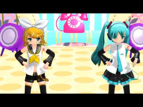 【MMD】ちびミクちびリンで【 ビバハピ 】