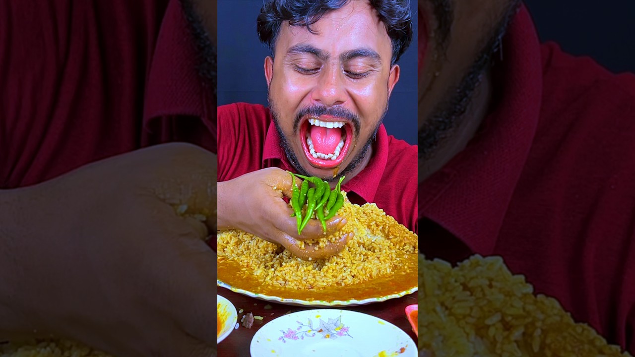 Very Spicy Green Chilli,Rice Eating #mukbang #asmr #shortvideo #shorts #viralshort #short #food