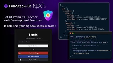 Next.js Authentication with  Google, Facebook, Github  & Magic Link  in 5 minutes Full-Stack-Kit.dev