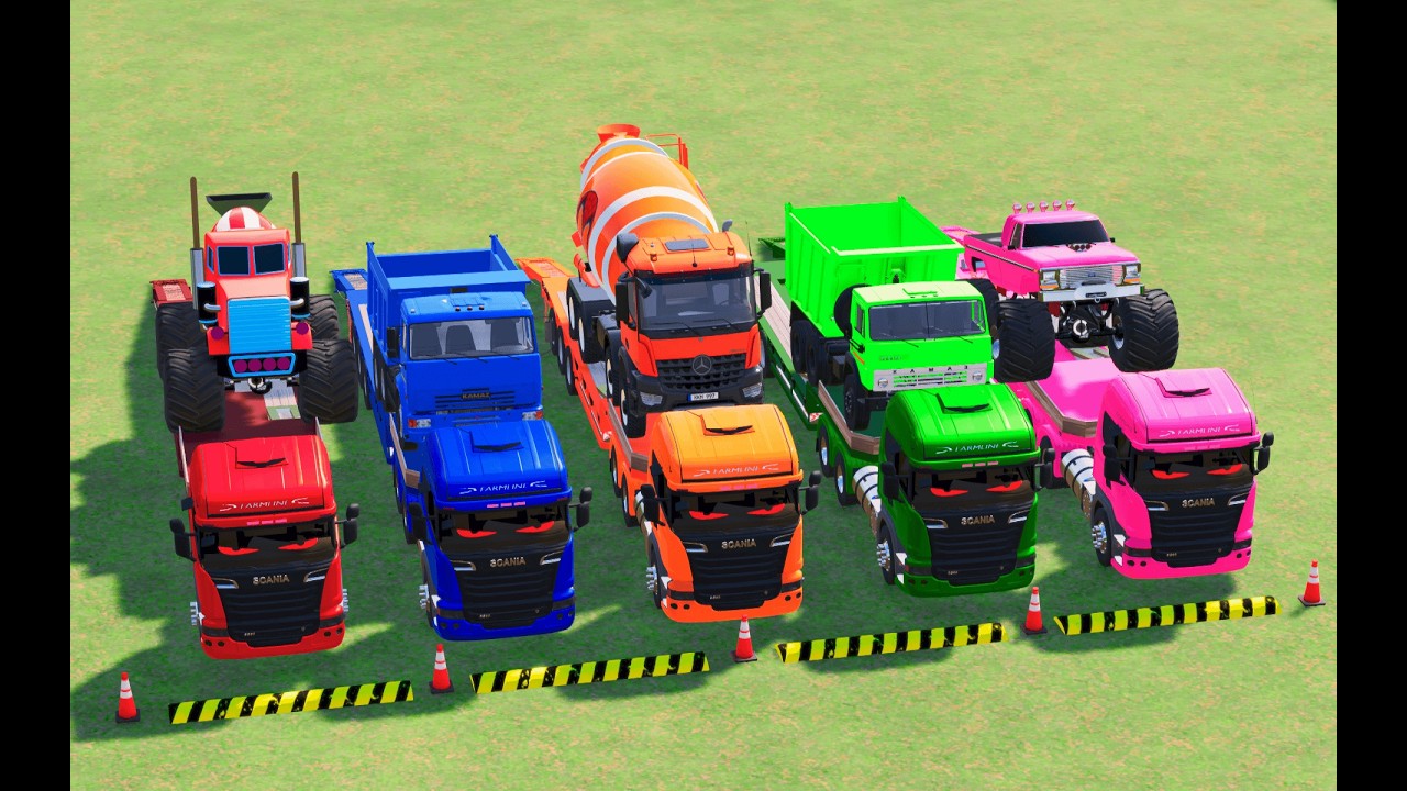 Garage with Colors - ALL MIXER TRUCK WITH FLATBED TRAILER TRUCK, RENAULT, MAN, MERCEDES, IVEC