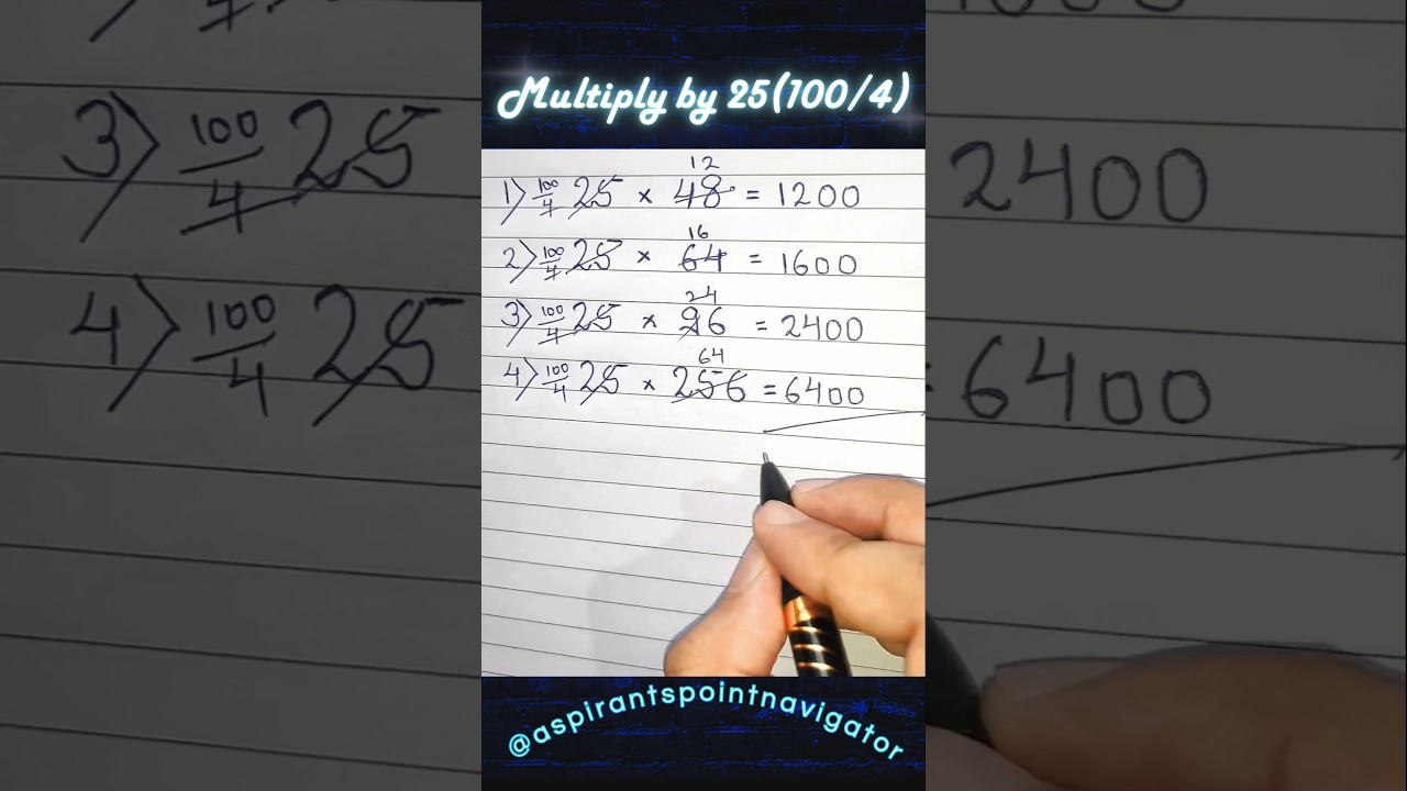 Multiply by 25 in 2 Seconds (Math Tricks) 