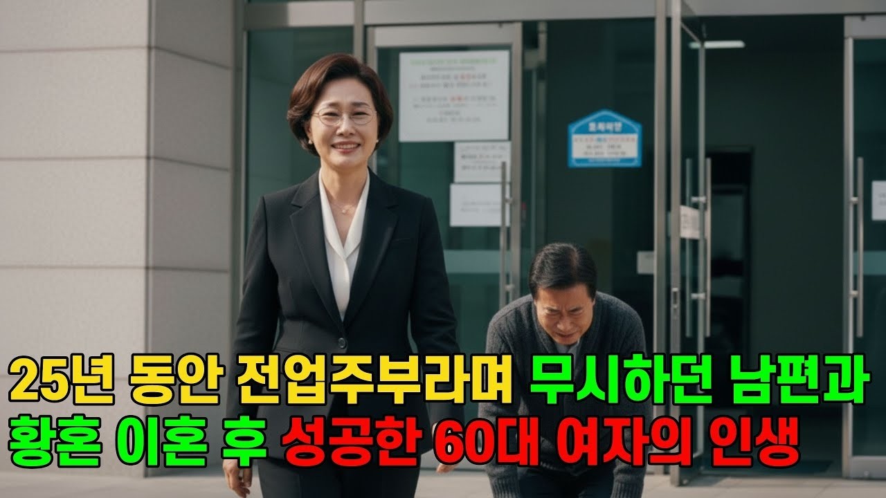 25년동안 전업주부로 남편에게 무시 당했던 60대 여자  황혼이혼 후 멋진 성공 인생을 살자 무시하던 남편이 찾아와 다시 돌아와 달라고 하지만      황혼이혼   성공인생