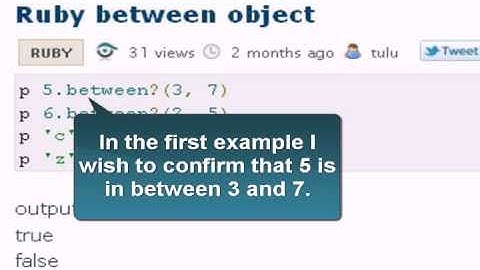 Ruby Tutorial:Ruby between object