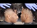 MUST SEE TRANSFORMATION HAIRCUT | SIMPLE FREESTYLE DESIGN | MID BALD FADE DREADS TUTORIAL