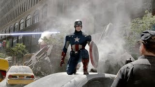 Captain America leading the charge in New York battle.Avengers (2012) Mini Movies.