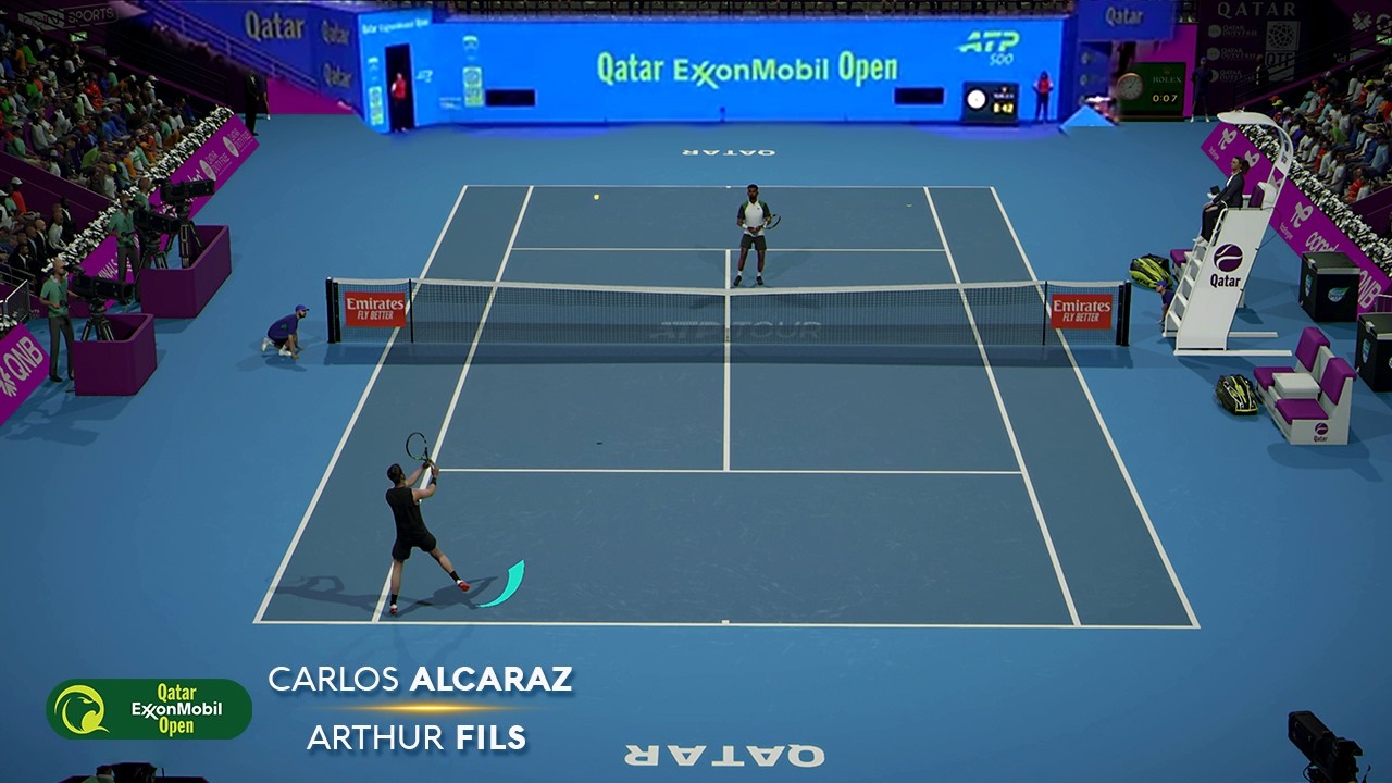Carlos Alcaraz vs. Arthur Fils | Qatar Open | Tiebreak+ gameplay [Legendary AI]