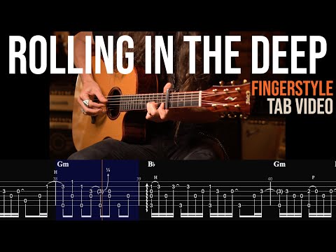 ROLLING IN THE DEEP (Adele) • Fingerstyle Dark Blues Guitar TAB-SYNC VIDEO