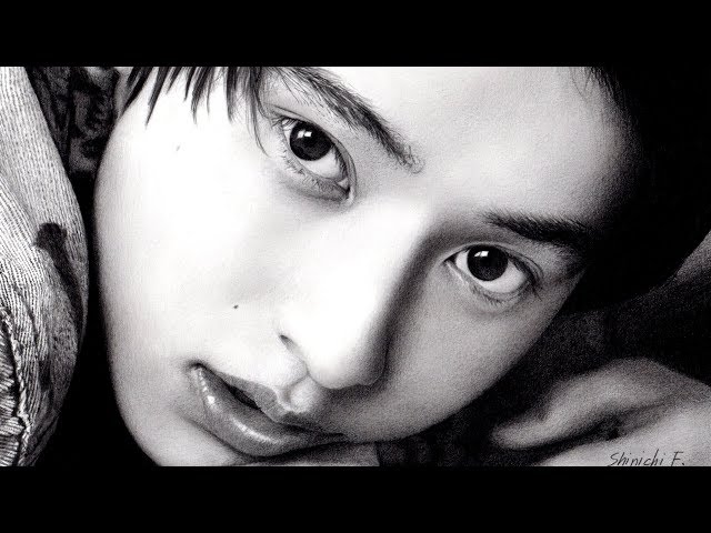 鉛筆画 山﨑賢人 完成までの一部始終 動画 早送り / Pencil drawing