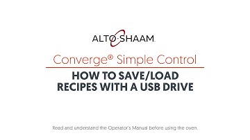 Converge Simple Control: How to Save/Load Recipes with a USB Drive