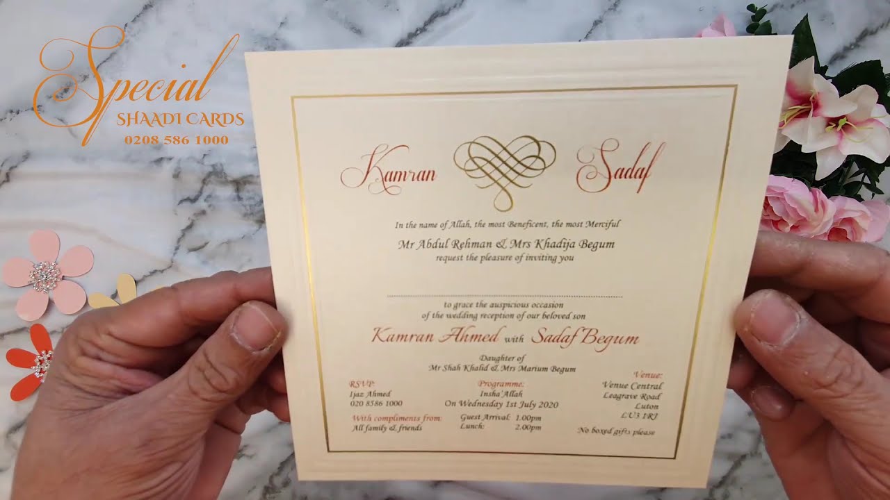 Ivory Pocket Wedding Card with Gold Foiled Borders || BA2541 || Special Shaadi Cards