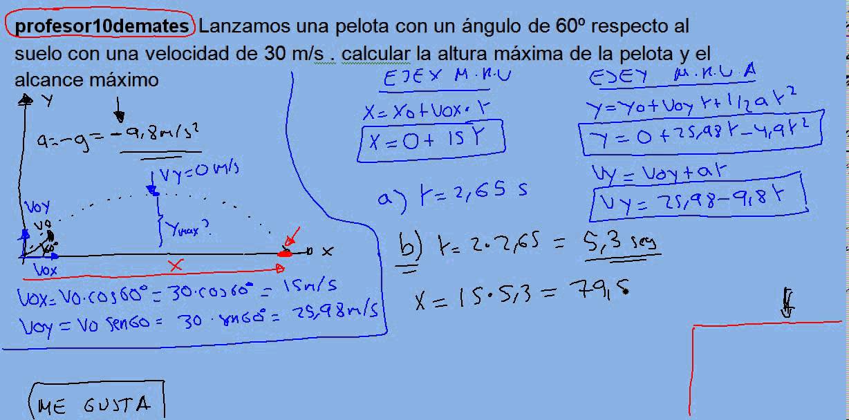 tiro oblícuo 01b parabólico ejercicio resuelto - YouTube