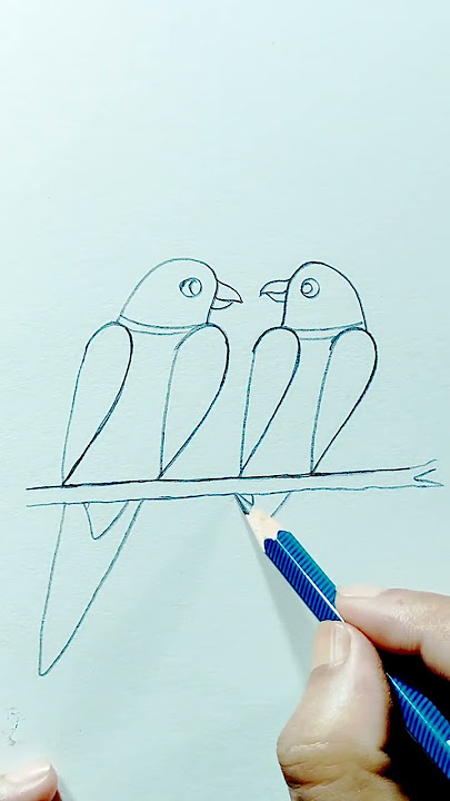 How to draw two parrot in love with number 2222#Birds#Shorts