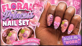 3d Floral Nail Design || cute nail inspo 