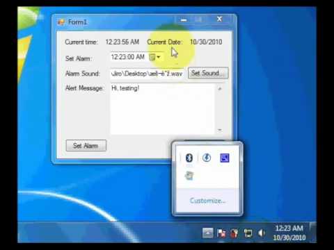 Visual basic on Alarm clock with system tray icon
