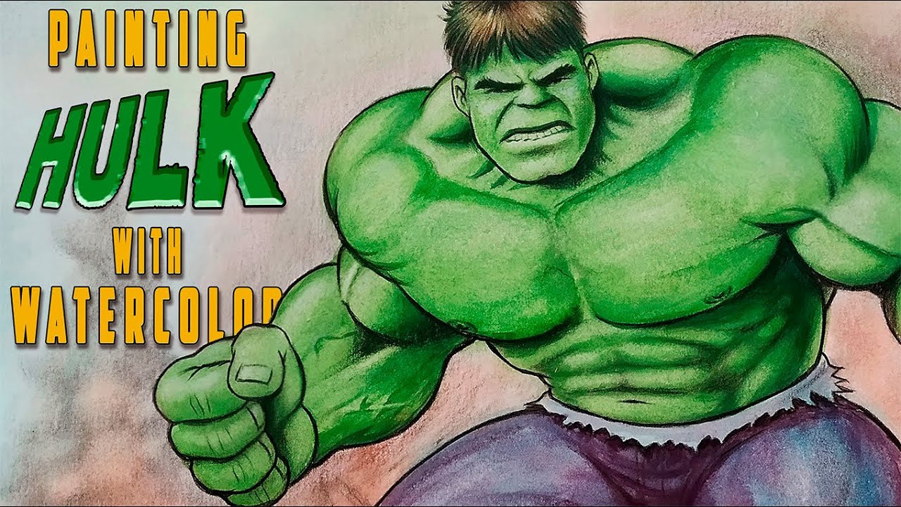 Drawing Hulk - watercolor timelapse - YouTube