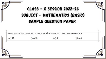 If one zero of the quadratic polynomial x2 + 3x + k is 2, then the value of k is