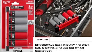 Milwaukee 49-66-7831SHOCKWAVE Impact Duty™ 1/2 Drive SAE & Metric 5PC Lug Nut Wheel Socket Set
