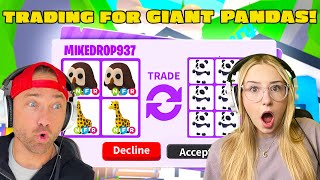 Trading to get ONLY Giant PANDAS in Roblox Adopt Me! 