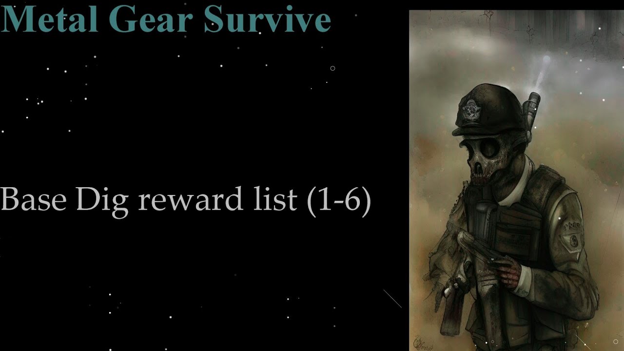 Metal Gear Survive - Base Dig reward list 1-6