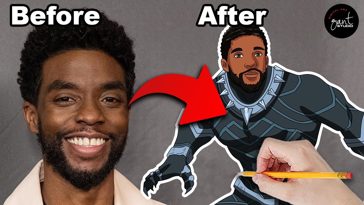 Black Panther - fathers day gift for boyfriends dad - Gantstudio - Custom Cartoon Portrait