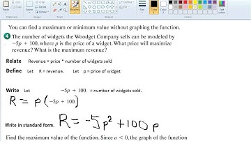 Finding Parabola Maximum Without Graphing Word Problem