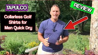 TAPULCO Collarless Golf Shirts for Men Quick Dry Color Block Breathable Soft Athletic Casual T Shirt