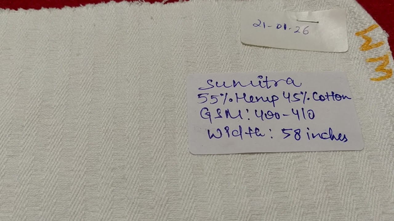 Hemp and Cotton Blend Canvas 55% Hemp 45% Cotton 400-410 GSM 58" inches Wide | Sumitra