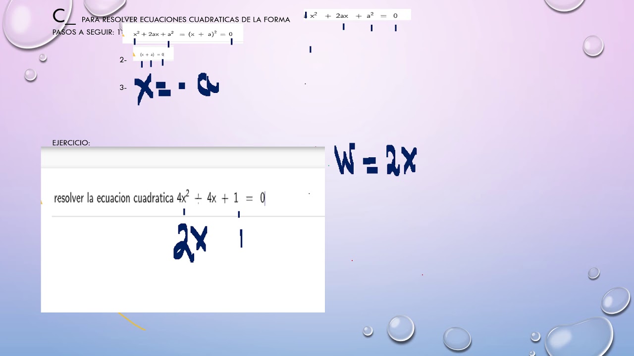 X2 2ax 4b2 A2 0 1.7 Soluciones de Ecuaciones de la forma x2 + 2ax + a2 = 0 - YouTube