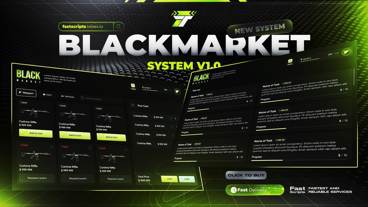 FiveM Advanced Blackmarket | Task and Level System | Fast Scripts - YouTube