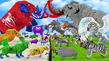 Prehistoric Ice Age Animals vs Spidey Animals Size Animal Epic Battle Animal Revolt Battle Simulator