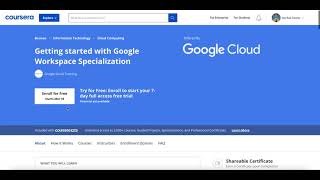 Getting started with Google Workspace Specialization - Coursera