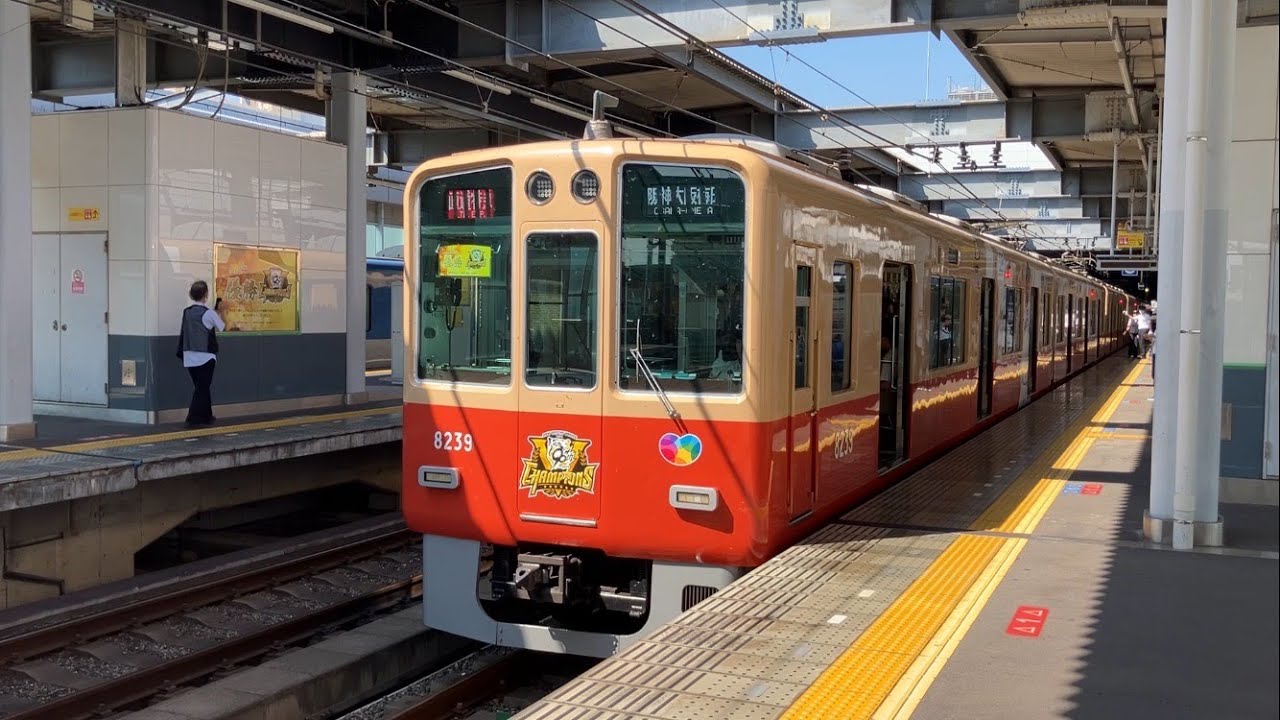 阪神8000系 8239F ≪ 阪神タイガース優勝記念ラッピング ≫ 西宮駅