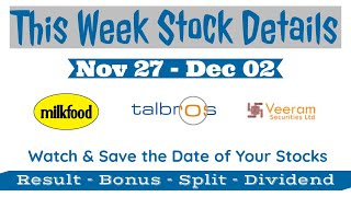 This Week Result, Dividend, Bonus & Split Details dividend stockmarket dividendstocks2023