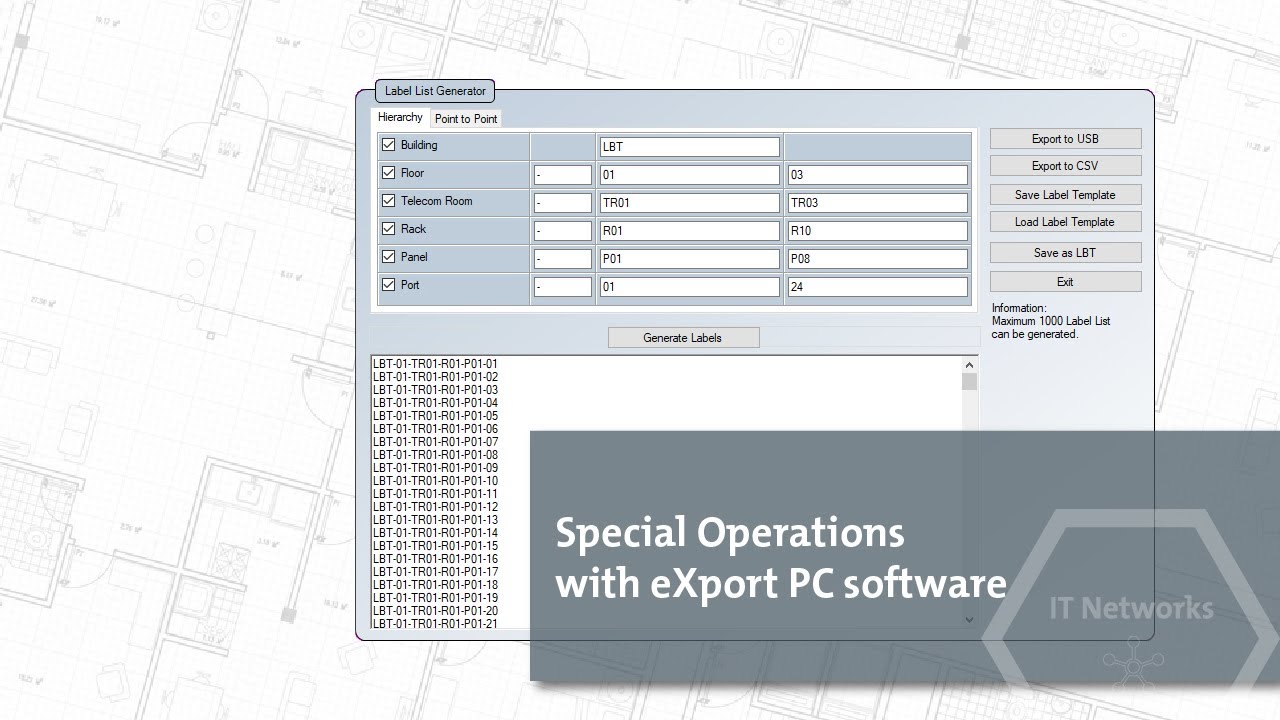 Special operations with eXport PC Software