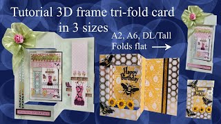 😲 How to Tutorial 3D Frame Tri-fold Window  shutter card A2 A6 DL Tall  Cardmaking Fun folds #craft Wealth