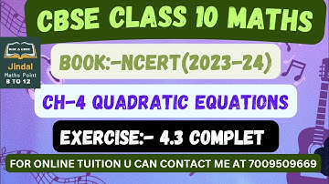 ICSE Ch-5 Quadratic Equations #icseclass10maths @jindalmathspoint @jindalmathspoint