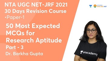 50 Most Expected MCQs for Research Aptitude | Paper-1 | NTA UGC NET-JRF 2021 | Dr. Barkha Gupta
