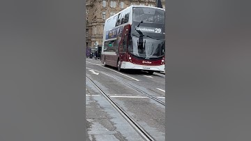Lothian bus number 29 Silverknowes captured outside Balmoral Hotel in Scotland