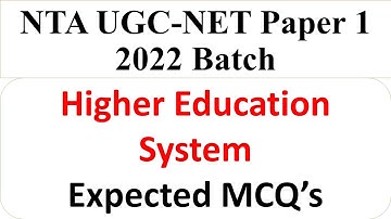 Higher Education System- Most  Expected MCQ