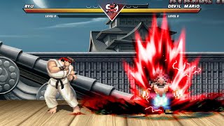 DEVIL MARIO vs RYU - STREET FIGHTER HARDEST LEVEL BATTLE GAMEPLAY