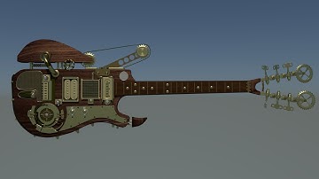 Steampunk guitar 3d model maya 2020 with texture