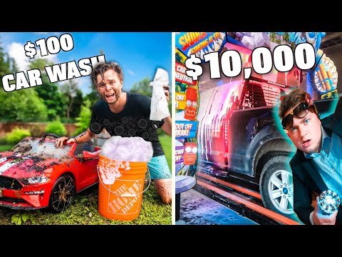 $100 Vs 10,000 Box Fort Car Wash!! BUDGET CHALLENGE!