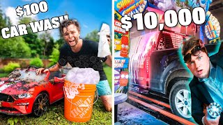 $100 Vs 10,000 Box Fort Car Wash!! BUDGET CHALLENGE!