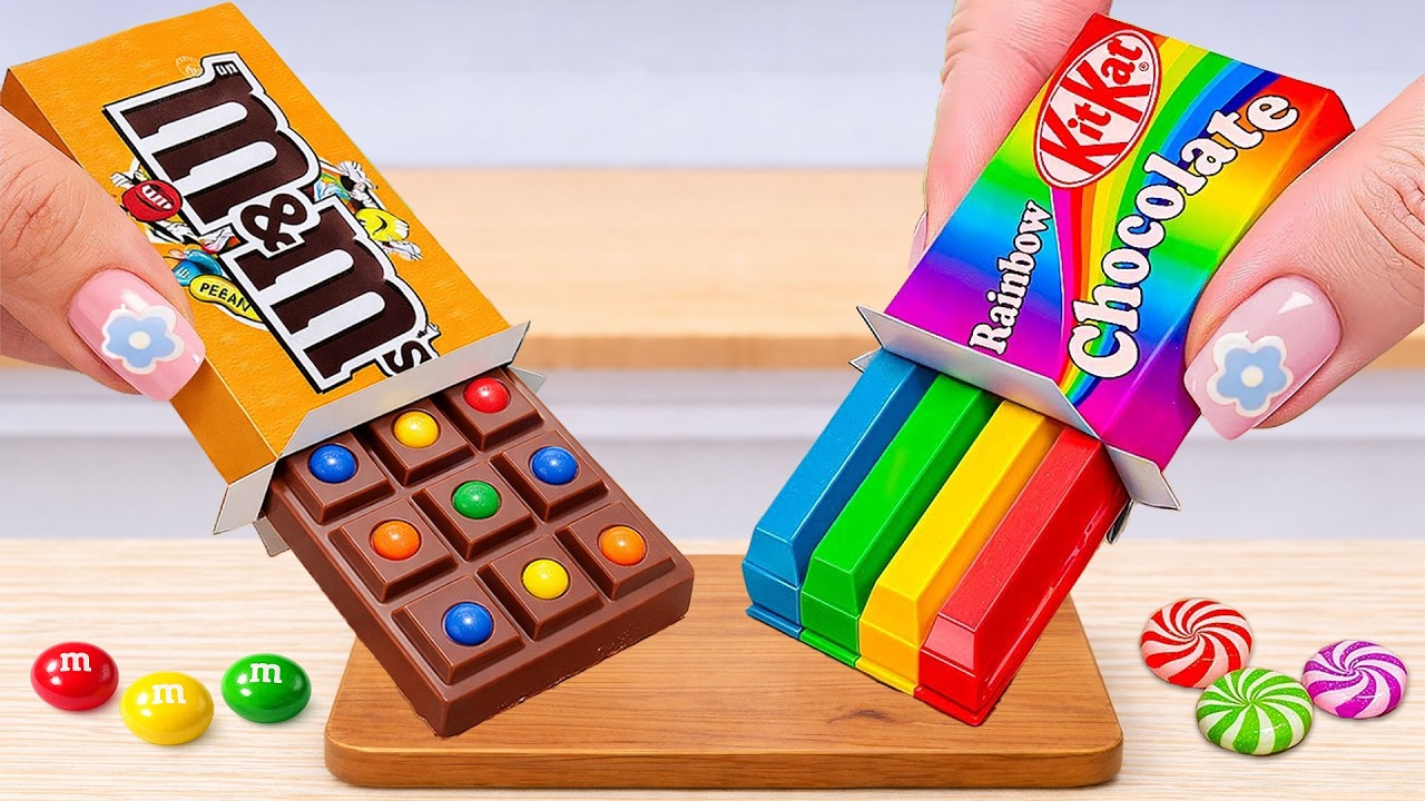 Miniature Rainbow KITKAT & M&M Chocolate Cake Decorating | ASMR Amazing ...